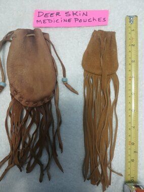 Vintage Native American Deer Skin Medicine Pouches Set of 2 Blackfeet